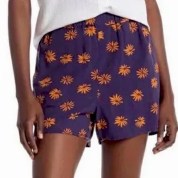 Madewell Daisy Print Pull On Stretch 3”Shorts Size Medium - Picture 1 of 9
